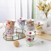 FLORIS Tasse en céramique rétro, grande tasse à café en porcelaine, tasse à eau vintage, cadeau pour couple, cadeau pour femme