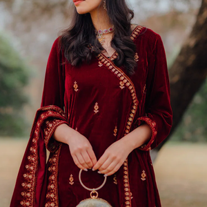 Precioso vestido de terciopelo al por mayor elegante tela suave de alta calidad superventas nueva llegada vestido de novia Cultural fiesta Reversible - Product Image 3