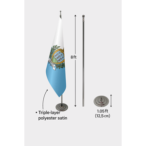 Drapeau d'intérieur officiel de San Marino, fanion personnalisé en polyester et soie, impression numérique, mât de drapeau en aluminium, drapeau de voiture - Product Image 6