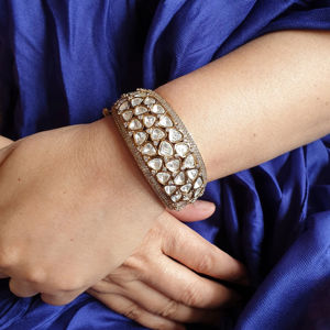 Royal Gold Tone Kundan Polki Openable <b>Kada</b> Traditional Fashionable Jewelry With Gold Tone Design Trendy <b>Kada</b> for Women And Girls - Product Image 1