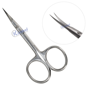 Tijeras de cejas de acero inoxidable con hoja curva, tijeras multiusos para manicura y cejas - Product Image 6