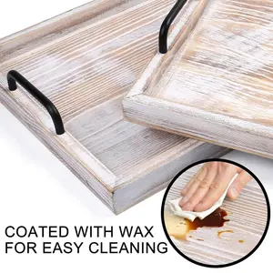 ถาดไม้คุณภาพสูง ถาดเสิร์ฟไม้ อุปกรณ์ครัว รูปทรงสี่เหลี่ยมผืนผ้า - Product Image 3