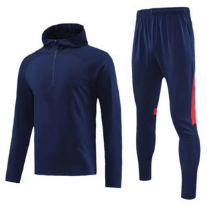 Survêtement de football personnalisé sans logo Survêtement de football pour homme Survêtement à fermeture éclair intégrale Maillot de football Survêtement de football bleu marine - Product Image 5
