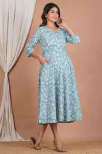 Vestido Largo con Estampado Floral de Jaipur, Especialmente Diseñado para la Lactancia con Cierre, para Mujeres en el Período Posparto - Product Image 6