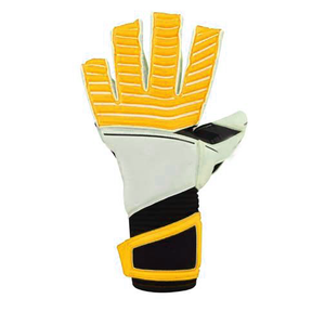 Gants de gardien de but classiques d'entraînement, coupe plate, paume blanche, dos jaune |   Fournisseur de gants d'entraînement - Product Image 1