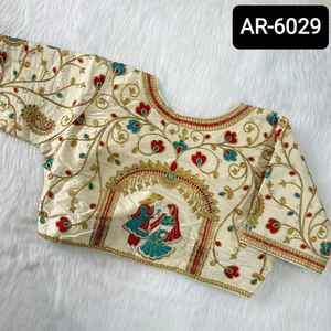 Blusa de Sari de seda fantasma multicolor de trabajo de bordado pesado de diseñador indio ropa de fiesta de mujer lista para usar - Product Image 3