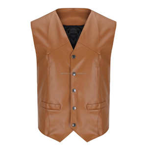 Chaleco de Cuero Formal para Hombre, Transpirable, de Alta Calidad, Cierre de un Solo Botón, Cuello en V, Verano, Servicio OEM, Pedidos al por Mayor, Hecho a Mano - Product Image 2