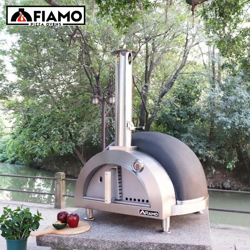 Grelha para churrasco de metal, forno pequeno com domo para pizza, grelha equipada com ferramentas de polimento para churrasco