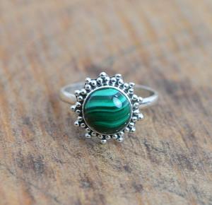 Boho Style 925 argent Sterling Malachite pierres précieuses bague bijoux à la main bague en argent bijoux pour femmes cadeau de mariage pour elle - Product Image 2