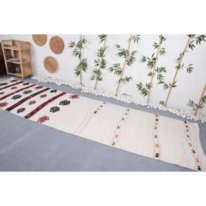 Alfombra de retazos de piel de vaca de lana blanca y negra clásica moderna, respaldo de látex de tejido plano de 3,5x12,7 pies para sala de estar o pasillo - Product Image 2