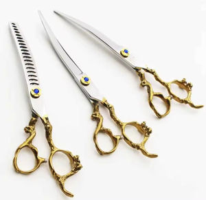 Fournisseur de produits de beauté pour animaux de compagnie de haute qualité, ciseaux de toilettage pour animaux de compagnie, tailles et logos personnalisés, ciseaux à effiler incurvés - Product Image 2