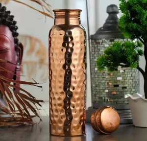 Botella de agua artesanal de cobre martillado con diamantes, 500ml, bebida directa de Metal, adultos, Escuela trasera, escalada al aire libre, precio al por mayor - Product Image 5