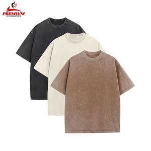 T-shirts brodés personnalisés pour hommes T-shirt en coton délavé à l'acide Impression bouffante surdimensionnée T-shirt vintage très détendu - Product Image 3