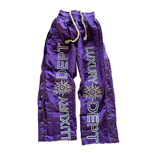 Pantalon de survêtement pour homme, style streetwear Y2k personnalisé, coupe ample, jambe droite, boutons, broderie 3D, plis, coupe-vent en nylon - Product Image 1