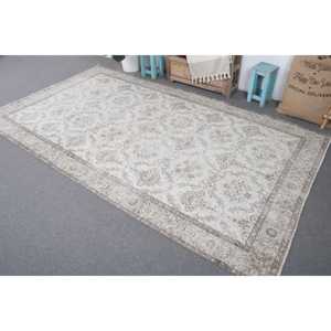 พรมวินเทจขนาดใหญ่ 5.4x9.6 ฟุต สีเทา ลายดอกไม้ พรมขนสัตว์ตุรกี - Product Image 2