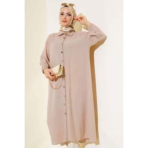 Camisa Larga Abotonada Madera Beige - Product Image 4