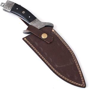 Handmade Damascus Steel Fixed Blade <b>Knife</b> with Black Micarta <b>Handle</b> and Leather Sheath OEM Multipurpose Camping <b>Knife</b> - Product Image 6