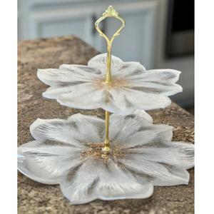 แท่นวางเค้กทำด้วยมือทำจากเรซิ่นอีพ็อกซี่ลายดอกไม้สีชมพูใสทนทานเครื่องครัวเค้กเซิฟเวอร์สำหรับโอกาสวันเกิด - Product Image 5