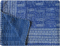 Indigo Print Kantha Quilt Throw Bettdecke Baumwoll decke Gudari Tages decke Bettwäsche Decke direkt zum Fabrik preis