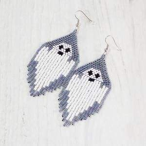 Boucles d'oreilles à thème Halloween en perles de rocaille, design personnalisé, broderie en perles de rocaille, boucles d'oreilles à thème Halloween - Product Image 4