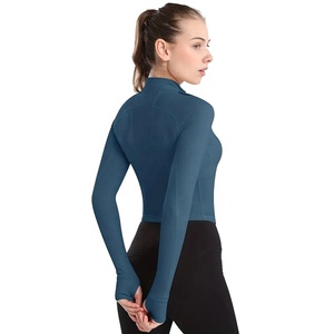 Wholesale Women's Sports Custom Cropped Fitness Wear Half Zipper <b>Jacket</b> High Stretch Workout <b>Yoga</b> Set | OEM Service - Product Image 6