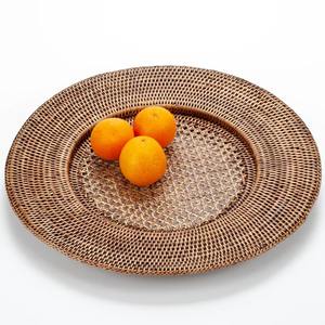 Artisanal Rattan Round <b>Basket</b> <b>Tray</b> with Seashell Details Craft Seasonal Home Styling Gift Idea - Product Image 1