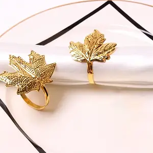 Maple Leaf Servietten ring Umwelt freundlicher Metall Servietten ring halter Gold Dinner Servietten ringe