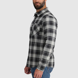 Chemise Homme Printemps en Flanelle de Haute Qualité, Unie, Manches Longues, Respirante, 100% Coton, Noire, Boutonnée, Écologique, Infroissable - Product Image 4