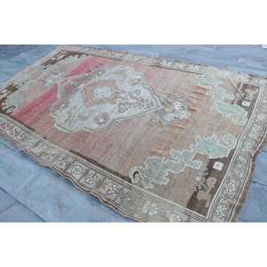 6.3x10.6 ft Vintage Turkish Rug, Large Rug, <b>Brown</b> Red Patchwork <b>Wool</b> Rug - Product Image 2