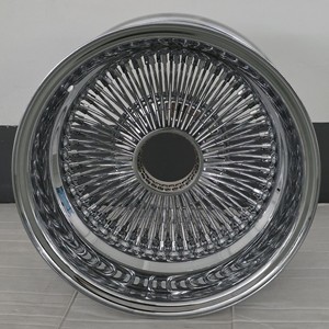New 15-Inch 100 <strong>Spokes</strong> Reverse <strong>Spoke</strong> Straight Lace Wire <strong>Wheel</strong> 15x8J Chrome Steel Wire Rim Includes Caps and Adapters - Product Image 4