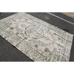 Alfombra de Área Jacquard Lavable de Poliéster con Diseño Clásico de Patchwork, Color Beige Verde Tradicional, 5.5 x 9 pies, Estilo Turco Vintage - Product Image 2