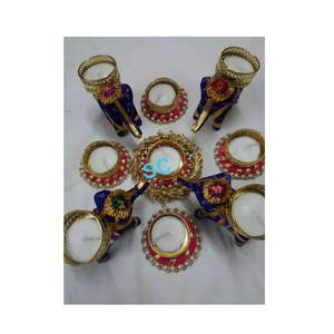 Alfombrilla de Rangoli multicolor vibrante para portavelas diseño indio tradicional para centros de mesa de boda Diwali decoraciones de mesa - Product Image 1