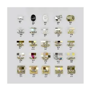 BH.09 ออกแบบโลโก้แบรนด์ที่มีชื่อเสียง Charms เล็บ 3D โลโก้แบรนด์หรู Rhinestone Charms คริสตัลตกแต่งไข่มุก