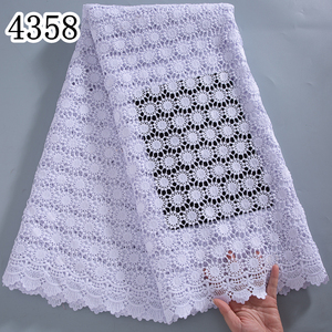 4358 blanc africain Guipure cordon dentelle tissus 2025 haute qualité <span class=keywords><strong>Soluble</strong></span> dans l'eau dentelle tissu broderie pour les femmes robes de mariée - Product Image 3