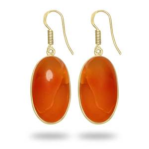 Most Beautiful Design Natural Carnelian Gemstone Handmade Gold Plated Earring Luxury Oval Wedding Party Drop Designer earring - Product Image 3