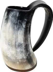 Tasse en céramique de sculpture Viking personnalisée fabriquée à la main corne naturelle polie d'Inde pour tasse de corne à boire de vin et de bière - Product Image 3