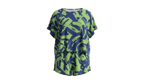 Pijama de seda para mujer con diseño de botones, conjunto de dos piezas, camiseta de dormir con pantalón corto - Product Image 2