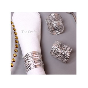 Rond de serviette de conception classique en aluminium en anneau de serviette en tissu de couleur argent pour Table à manger rond de serviette décoratif - Product Image 5