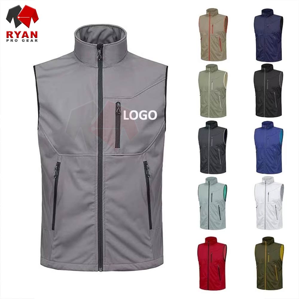 Casual Softshell Vest for Men Lightweight Windproof Outdoor Sleeveless Jacket for Travel and Sports