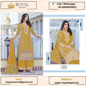 Última Heavy Chinon Silk Pakistani Georgette Ramzan Eid Colección de Trajes cosidos especiales - Product Image 6