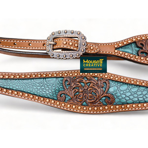 Personalizado Western Horse Tack Cuero de vaca Headstall Breastcollar Set Flor Filigrana Talla Venta al por mayor Fabricante ecuestre - Product Image 2