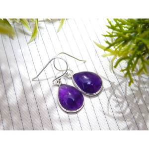 Boucles d'oreilles en argent sterling avec pierres précieuses d'améthyste faites à la main, cadeau de mariage violet pour femmes, bijoux en cristal, conception unique - Product Image 4