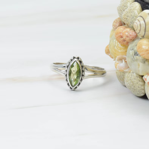 แหวนพลอยเจียระไนสีเขียว925เพอริดอททำด้วยมือเครื่องประดับมาร์คีสโตนของขวัญครบรอบปี - Product Image 2