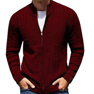 Suéter de punto para hombre 100% algodón orgánico logotipo frontal fino OEM personalizado a granel suministro de fábrica al por mayor - Product Image 5