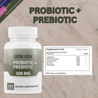Compléments alimentaires à base de probiotiques Lactobacillus pour la santé intestinale, marque privée, 150 capsules prébiotiques à base de plantes, soutien immunitaire, usage adulte, ODM