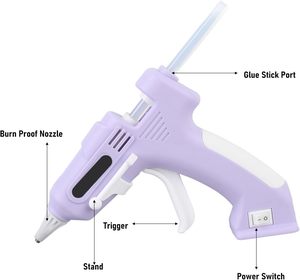 Pistolet à colle chaude rechargeable pour le flocage de tapis, l'adhésion et le jointement, avec 25 bâtonnets de colle, chargement USB - Product Image 5