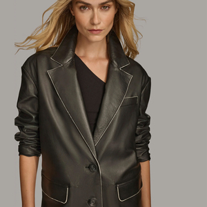 เสื้อโค้ทหนังแกะสำหรับสุภาพสตรีผ้าสักหลาด Lupin เสื้อโค้ทขนาดตัวใหญ่และยาวดีไซน์ตามสั่ง - Product Image 4