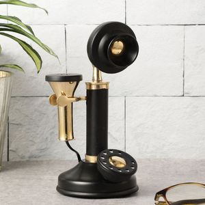 อุปกรณ์ตกแต่งโทรศัพท์ทำจากทองเหลืองสีดำแนววินเทจโต๊ะดีไซน์โลหะน้ำหนักเบาสำหรับห้องนั่งเล่นในบ้าน - Product Image 1