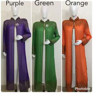 Lady Luxurious Dubai Abaya Hand Beaded Wedding Party Occasional Islamic Muslim Women Clothing Modest Dress Vacation Resort Wear - Product Image 2