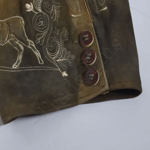 2025เลเดอร์โฮเซนแท้สำหรับผู้ชายชุด Oktoberfest หนังแท้สไตล์เยอรมันขายดีผ้าทอคลุมเข่าสีน้ำตาลอ่อน - Product Image 6